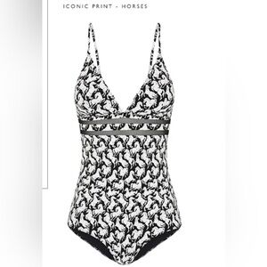 Stella McCartney Black and White Horse Print Swimsuit- Size Medium